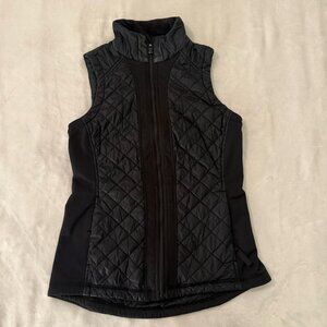 Athleta‎ Rock Springs Quilted Vest Women Small Black Reflective Full Zip Puffer